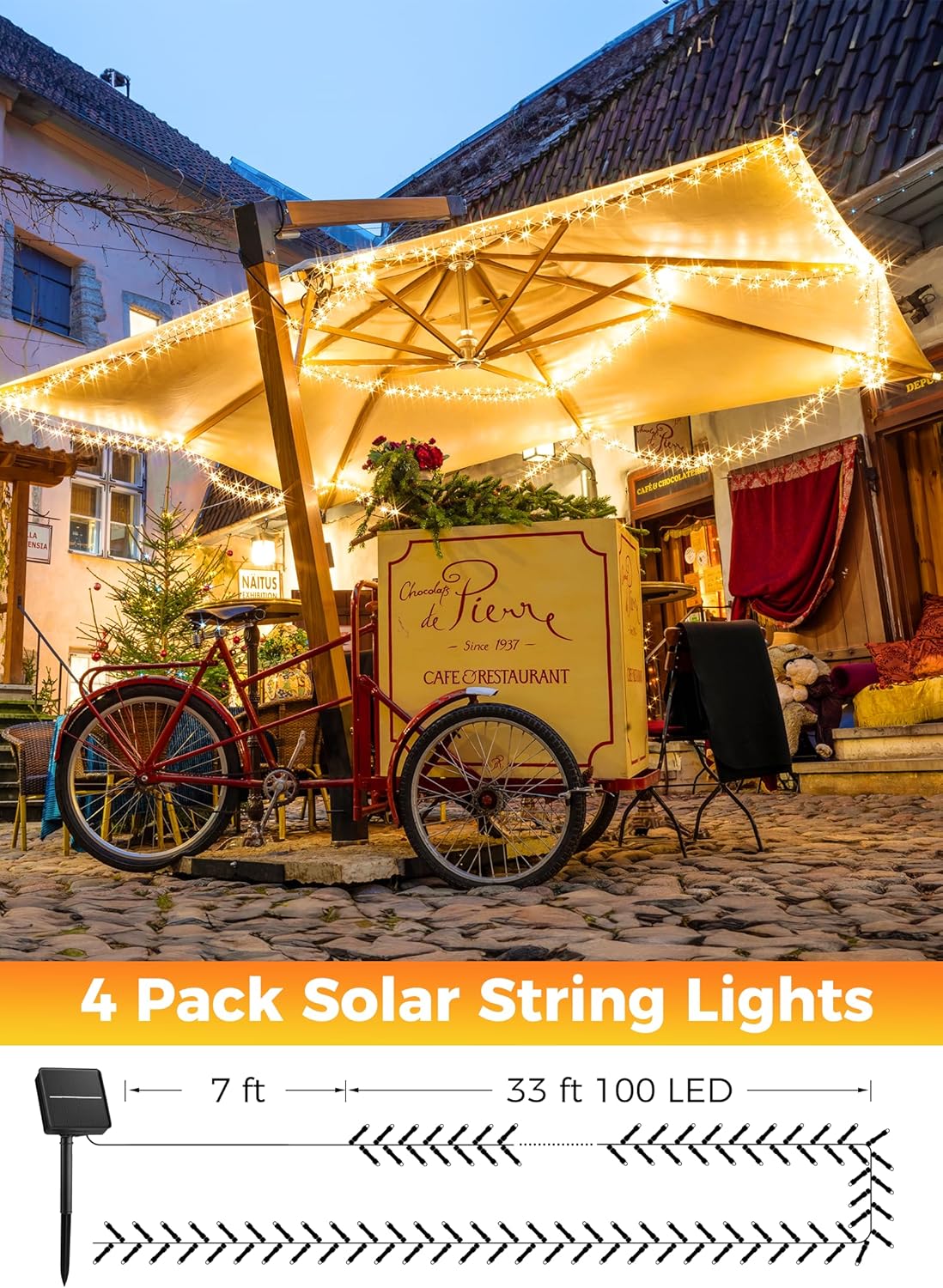 Solar String Lights Outdoor | 23 ft